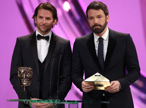 Bradley Cooper and Ben Affleck present outstanding British film award at the Bafta awards ceremony
